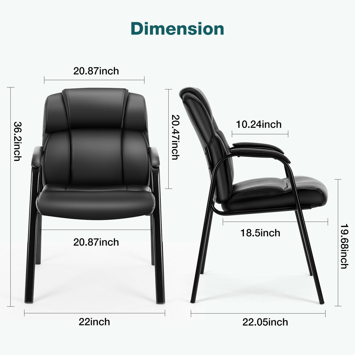 23.62" W Stackable Conference Waiting Room Reception Chair with Metal Frame (Set of 2)